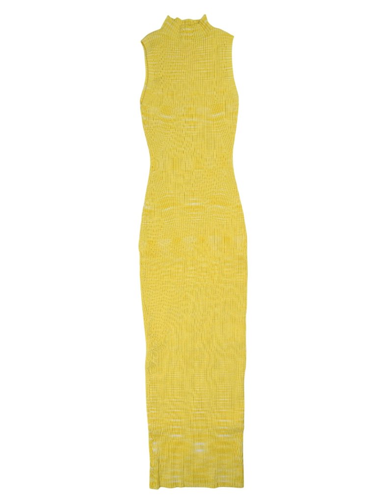 By Johnny Riley Rib Panel Knit Midi Dress In Lemon